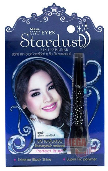 6 x MISTINE BIG CAT EYES STARDUST 2 IN 1 LIQUID AND PEN EYELINER BLACK SHADE - Image 2 of 3