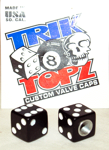 Trick Top Schrader Valve Caps / Black Dice NEW! - Picture 1 of 1