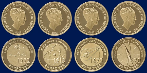 DENMARK 20 Kroner 2013 4 pcs complete Scientists set KM 956-962 UNC