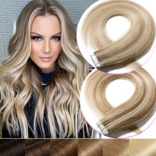 THICK 200g Tape In Glue 100 Remy Human Hair Extensions Weft FULL HEAD HIGHLIGHT