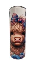 Highland baby Cow Flowers 20oz  Insulated Stainless Skinny Sublimation Tumbler