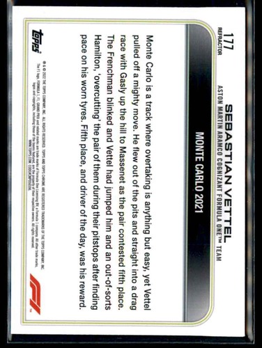 2022 Refractor Sebastian Vettel Aston Martin Cognizant F1 #177 - Picture 2 of 2