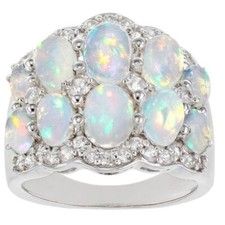 Ethiopian Opal Rhodium Over Sterling Silver Ring 3.46ctw, Size 7, NEW 
