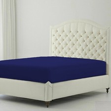 1 PC Fitted Sheet 20" Depth 1000 TC Egyptian Cotton Navy Blue Solid King Size