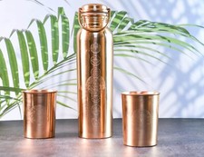 Copper Bottle 7 Chakra 100 Pure Copper, Heart Chakra glass coaster set free