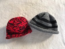set of 2 handknit winter hats kids