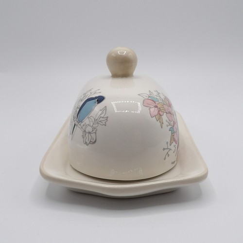 SHABBY CHIC LIDDED BUTTER DISH FLOWERS & BIRDS FARMHOUSE BRAND NEW - Picture 7 of 22