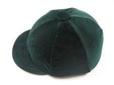 Velvet Elasticated Cap Cover Dark Green M Made in England