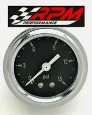 Fuel Pressure Gauge Holley Carburetor Carb 1 1/2" 0-15 psi CHROME BLACK A66