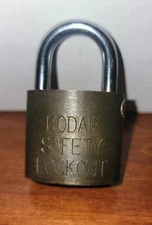 Kodak Safety Lockout Wilson Bohannan Padlock with Original Key