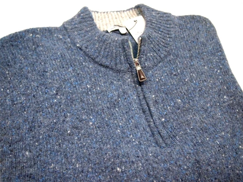 Peter Millar Wool Blend Tweed Quarter Zip Sweater NWT $278 XXL Blue - Picture 9 of 11