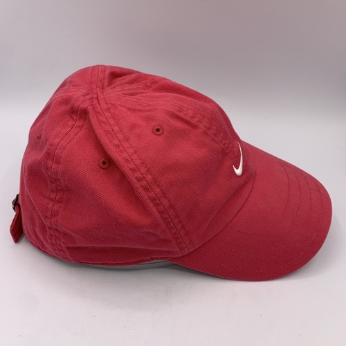 Nike Hat 100% Cotton Canvas Red Pink Adjustable Dad Hat - Picture 2 of 6