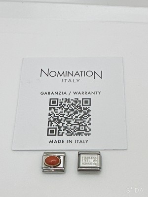 Authentic Nomination Classic Orange Coral Oval Stone 18kGold