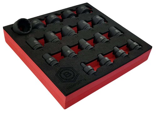 Juego de enchufes de impacto de accionamiento de 19 piezas de 3/8", bi-hexágono / 12 puntos - sello Britool - Imagen 4 de 4