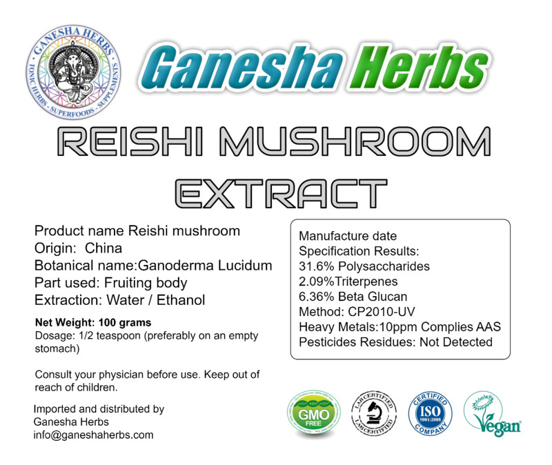 ORGANIC GANODERMA REISHI MUSHROOM POWDER 50:1 EXTRACT - 100% PURE NO FILLERS!!