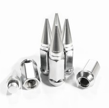 24 Chrome Silver 2-pc Spike Lug Nuts 14x1.5 Spiked 60 Conical Seat 34 Hex Lugs