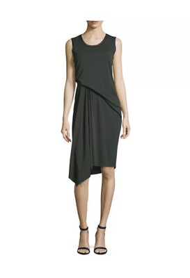 NEW Elie Tahari Isolde Sleeveless Draped Black Jersey Dress Size Medium $298