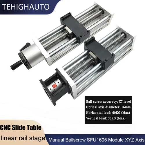 XYZ Axis Linear Guide Slide Stage BallScrew 1605 CNC Sliding Table 90mm Width 