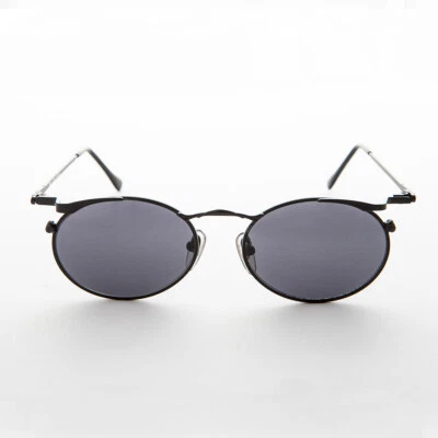 Gafas de sol vintage ovaladas Punk Grunge Steampunk años 90 lentes negras/grises - Dieselgoth - Imagen 1 de 3