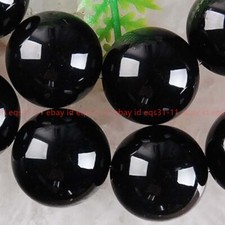 Beautiful Natural 10mm Black Agate Gemstone Round Loose Beads 15in Strand