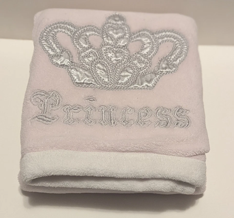 Blankets and Beyond Pink White Princess Crown Baby Girl Fleece Blanket EUC - Image 2 of 4