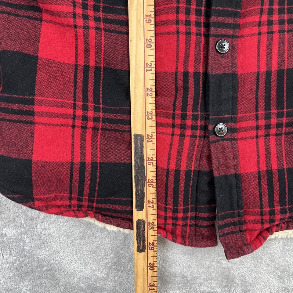 J Crew Faux Fur Lined Flannel Mens M Shirt Shacket Button Up Buffalo