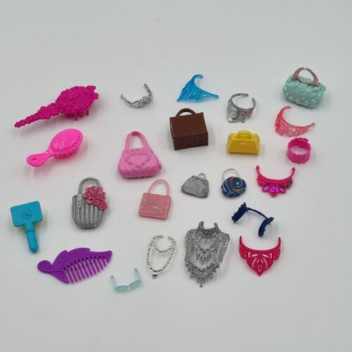 Barbie Doll Sized Accessories Necklaces Tiaras Crowns Hair Brushes  Bags Purses - Picture 1 of 10