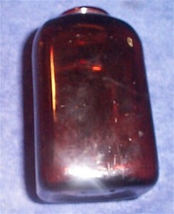 Vintage Dark Amber Snuff Bottle 4 Dot Base 1880-1900