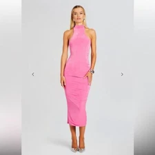SER.O.YA Neon pink Barbie Pink Delta Turtleneck Dress NWT XS