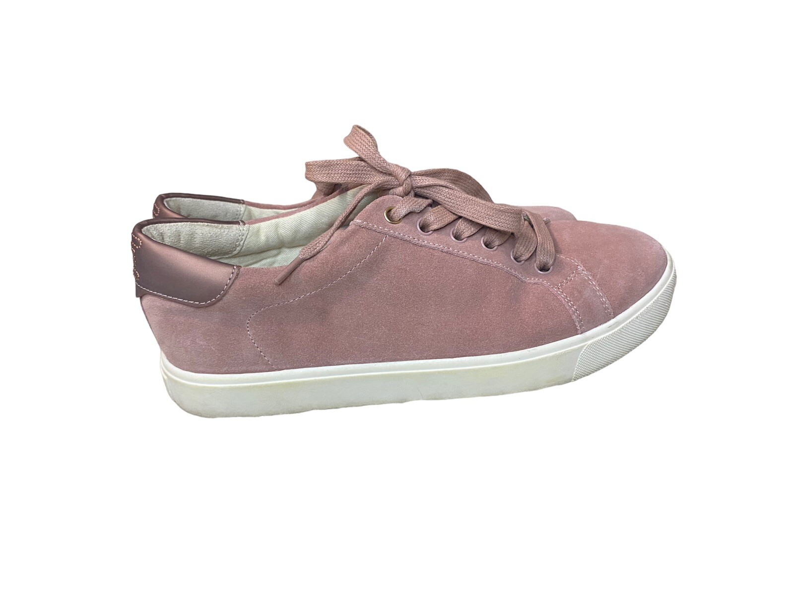 Sam Edelman Ethyl Cameo Pink Suede Low-Top  Lace-Up Designer Sneaks Women US 8