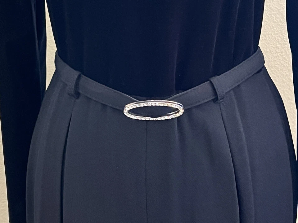 Mono mameluco vintage nuevo con etiquetas años 80 90 terciopelo estrás cinturón negro cremallera talla 12 Foto 4 de 4