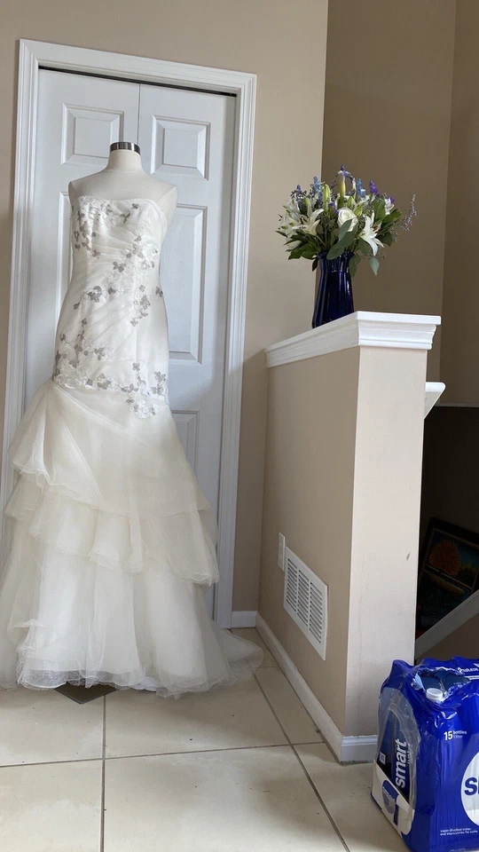 Слоновой кости Галина свадебное платье платье размер 6 юбка слоев не пуф тюль - Изображение 2 из 4