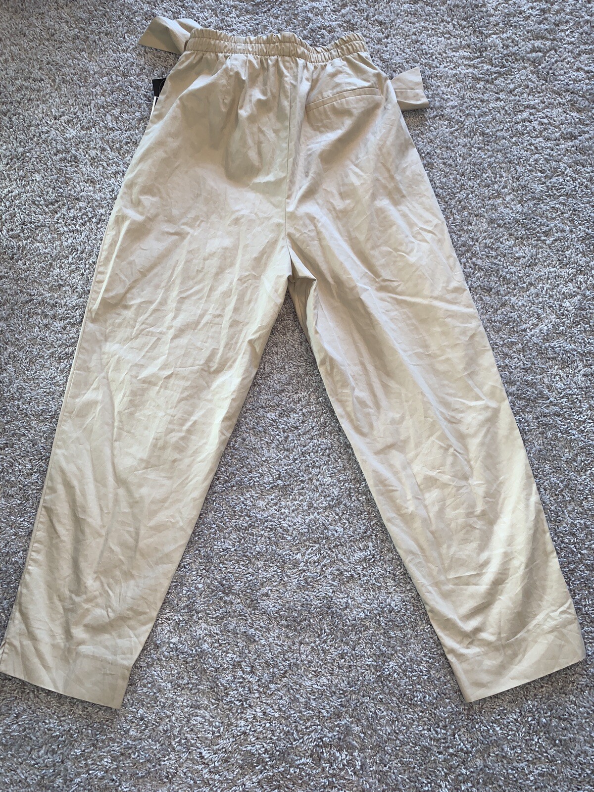 NWT Zara Basic PaperBag Pants Pull On High Waist Tie  Beige Sz S SOLDOUT image 4