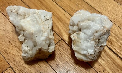 Brilliant White Quartz Set Of Two With Crystals And Druzy