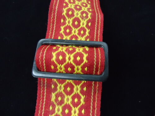 2" Vintage ACE Guitar Strap Folk Hippie 70's - 80'S Era Nice Red/Yellow - Picture 3 of 4