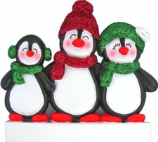 Penguin Ornament 3 family,friends,siblings PERSONALIZED FREE