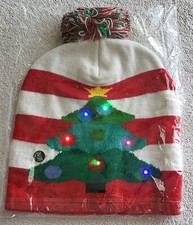 Light Up Christmas Tree Winter Beanie/Stocking Hat or Cap, New, Tested, Unisex