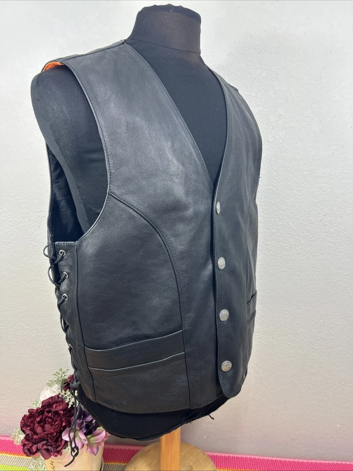First Classics Motorcyle Vest Western Leather Conceal & Carry Pockets Men’s XL - Image 3 of 4