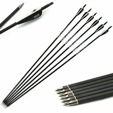 6PCS 32" Carbon Arrows Changeable Arrowhead SP500 F Recurve Compound Bow Archery