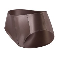 Mens Satin Underwear Mid-waist Hip Lift Body Shaping Sisy Briefs Glossy Bottoms
