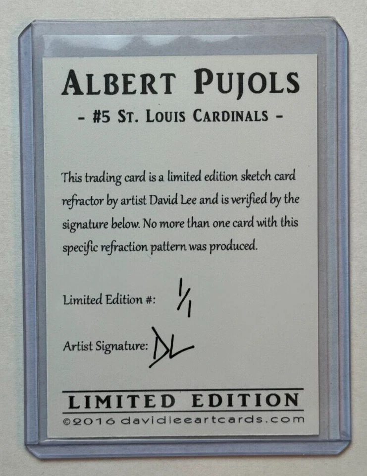 Albert Pujols Limited Artist Signed "St. Louis Cardinals" Refractor Card 1/1 - Image 2 of 2