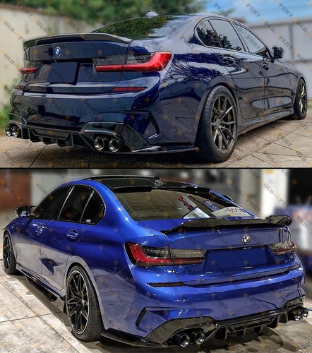 FOR 19-22 BMW G20 M SPORT M340i CTM DIFFUSER KIT + CARBON FIBER QUAD EXHAUST TIP - Picture 7 of 7