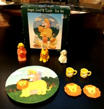 Angel Lion and Lamb 10-Piece Miniature Tea Set by Young's Inc Whimsical 1996