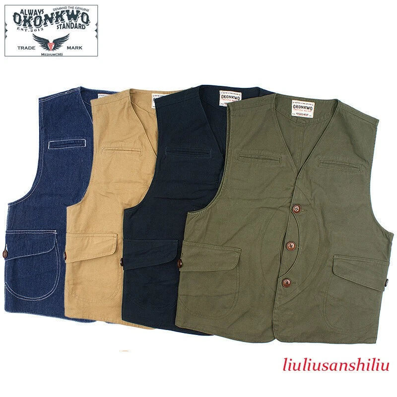 Outdoor Men's Casual Canvas Vest Outdoor Fishing Hunting Vest Work Waistcoat