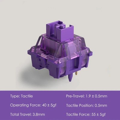 AKKO V3 Pro Lavender Purple Tactile Keyboard Switches 5Pin 40gf - 2 Boxes 90 pcs