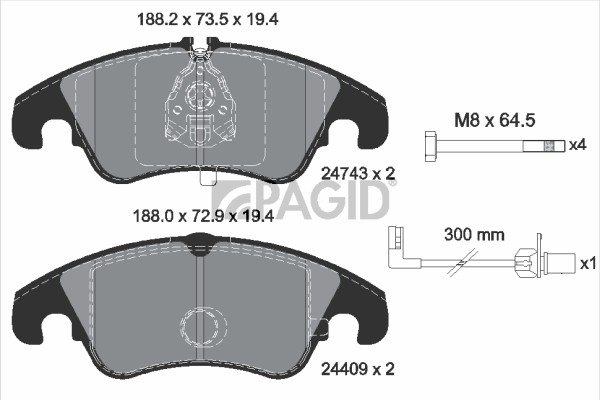 Pagid Bremsbelagsatz BremsklöTze FüR Audi A4 Avant 8K5 B8 A6 4G5 C7 4GD-image