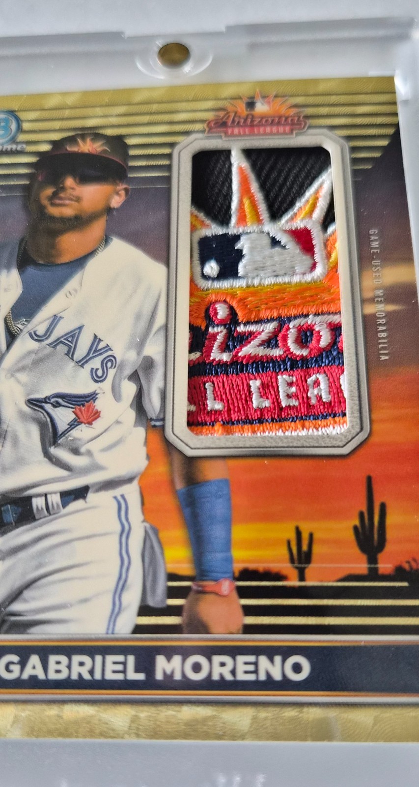 1/1 2022 Bowman Chrome SUPERFRACTOR Gabriel Moreno GU '21 AFL LOGOMAN PATCH + RC view 3