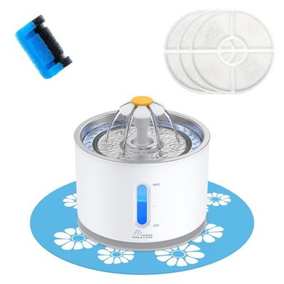 Cat Water Fountain Stainless Steel, 81oz/2.4L Cat Fountain with Water Level W...