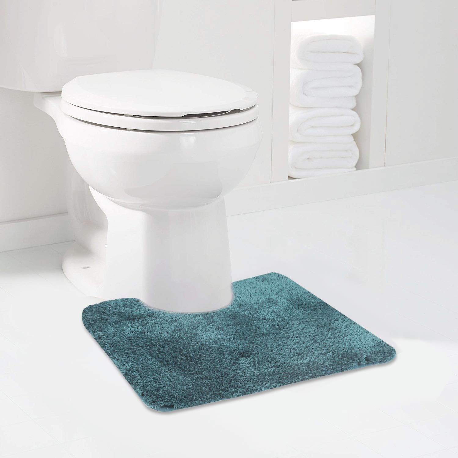Soft Non-Slip Teal Contour Bath Mat 20x24 Inches