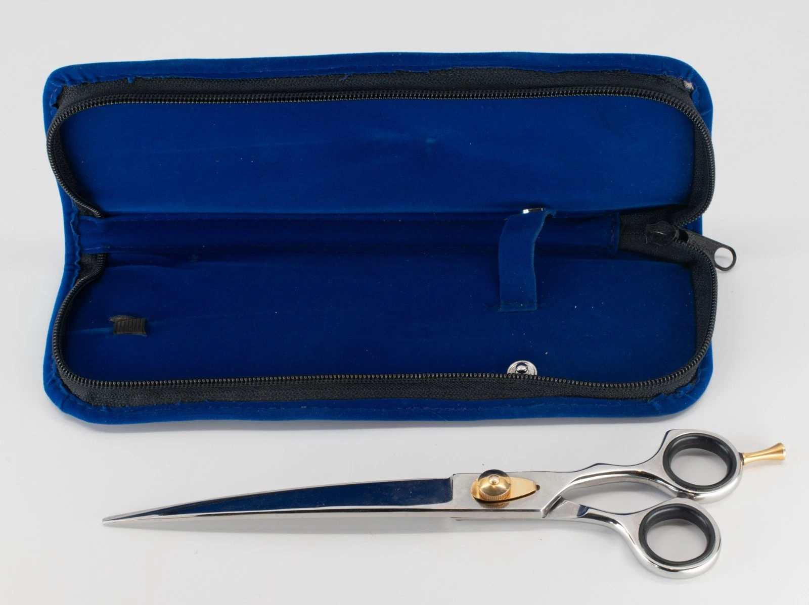 ANVIL SCISSORS Pet Shears NEW OLD STOCK, 588-HC Curved blades blue zipper case